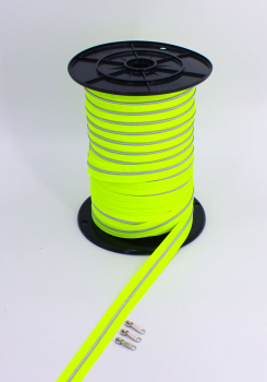 Endlosreißverschluss metallisiert schmal neongelb/silber (1m)